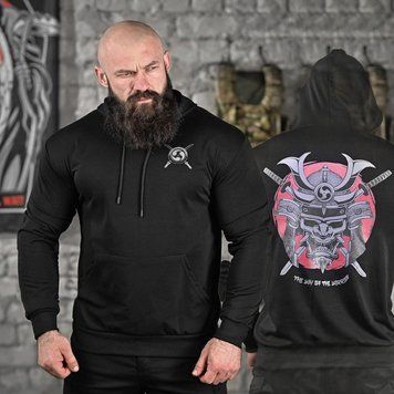 Худі Warrior з принтом на грудях та спині чорне розмір M buy91770bls-M фото