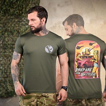 Потоотводная футболка Battle с принтом на груди и спине олива размер M buy93132bls-M фото