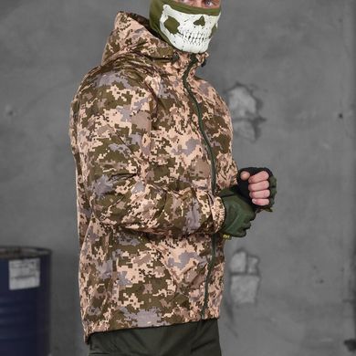 Мужская ультралегкая Ветровка из мембранной плащевки / Водонепроницаемая Куртка с капюшоном пиксель размер S 17077bls-S фото