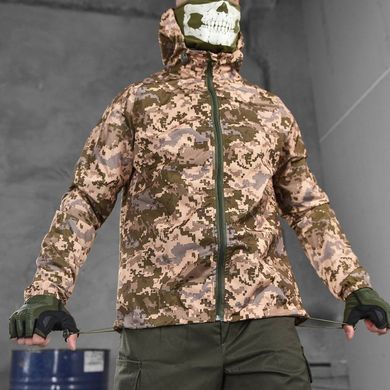 Мужская ультралегкая Ветровка из мембранной плащевки / Водонепроницаемая Куртка с капюшоном пиксель размер 3XL 17077bls-3XL фото