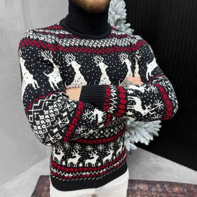 Мужской новогодний вязаный свитер "Deer Black/White" размер M buy59964bls-M фото