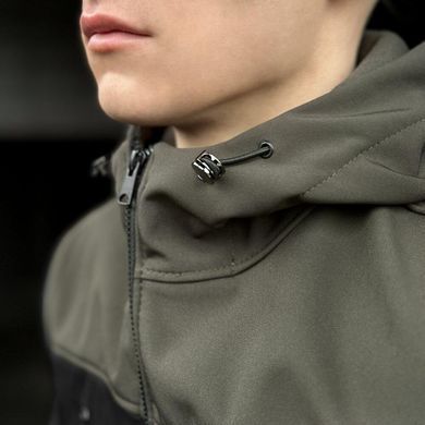 Костюм Pobedov Softshell Куртка с капюшоном + Брюки на резинке хаки с черным размер S pobOWku2763bakh+PNcr489khbls-S фото
