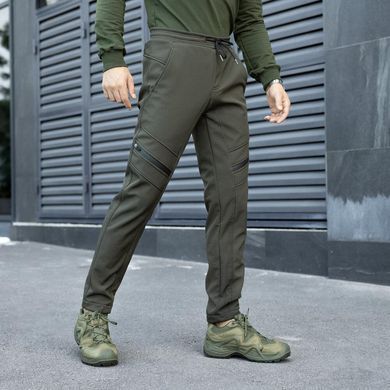 Костюм Pobedov Softshell Куртка с капюшоном + Брюки на резинке хаки с черным размер S pobOWku2763bakh+PNcr489khbls-S фото
