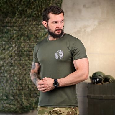 Потоотводная футболка Battle с принтом на груди и спине олива размер M buy93132bls-M фото