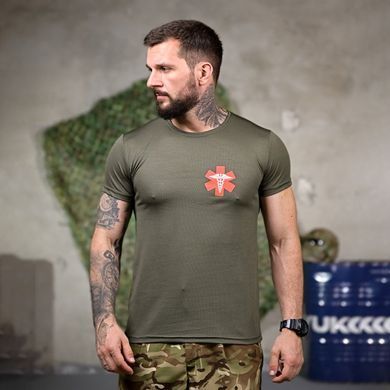 Потоотводная футболка Medic с принтом на груди и спине олива размер M buy93273bls-M фото