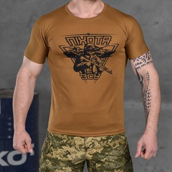 Чоловіча потовідвідна футболка Coolmax з принтом "Піхота" койот розмір M buy85826bls-M фото