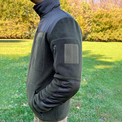 Чоловіча флісова куртка з кишенями та панелями велкро / Фліска у кольорі олива розмір S 548174bls-S фото
