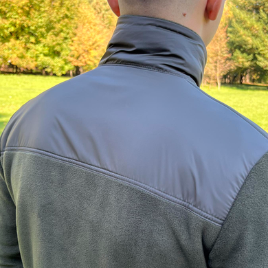 Чоловіча флісова куртка з кишенями та панелями велкро / Фліска у кольорі олива розмір S 548174bls-S фото
