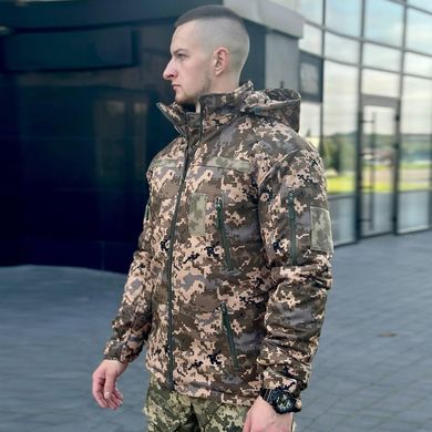 Мужская Демисезонная Куртка Soft Shell на Флисе с прорезиненными замками пиксель размер M for00672bls-M фото