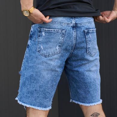 Чоловічі джинсові Шорти із протертостями темно-сині розмір S 1552189874bls-S фото