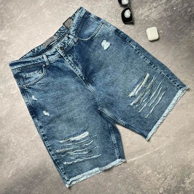 Мужские джинсовые Шорты с потёртостями темно-синие размер S 1552189874bls-S фото