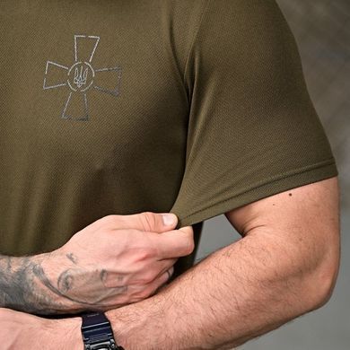 Потоотводная футболка 7.62 Tactical с принтом Тризуб олива размер L buy93008bls-L фото