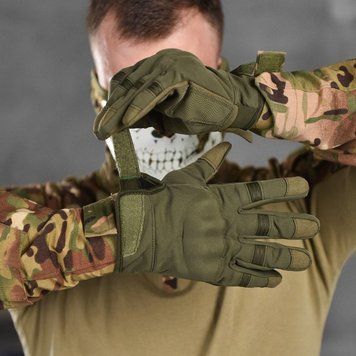 Сенсорні рукавиці повнопалі Softshell на флісі олива розмір L buy13110bls-L фото