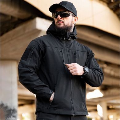 Куртка Maximus SoftShell з липучками під шеврони чорна розмір M buy93622bls-M фото