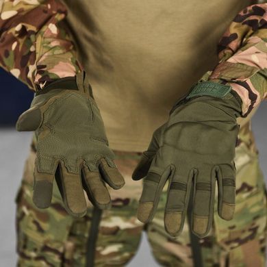 Сенсорні рукавиці повнопалі Softshell на флісі олива розмір L buy13110bls-L фото