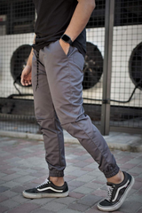 Бавовняні чоловічі штани Джогери Without / Щільні Брюки з манжетами сірі розмір S 8048127bls-S фото