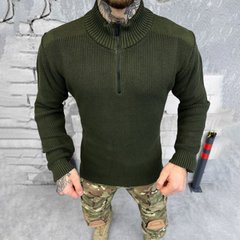 Чоловічий светр на блискавці / Тепла кофта "zeon ВТ4630" дрібна в'язь олива розмір M buy59936bls-M фото