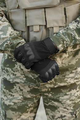 Зимові утеплені рукавиці з кісточками та сенсорними накладками чорні розмір L nh189bls-L фото