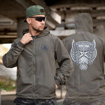 Вітрівка&nbsp;Born of War з принтом Odin олива розмір S buy97358bls-S фото