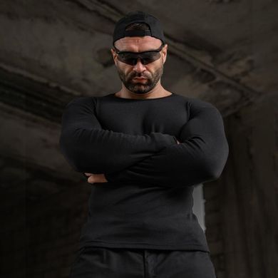 Трикотажний лонгслів на флісі з принтом Veteran чорний розмір M buy97357bls-M фото