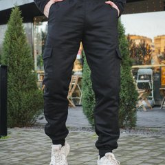 Зимові чоловічі Штани на флісі з кишенями / Утеплені Брюки Карго чорні розмір S 1555138358bls-S фото