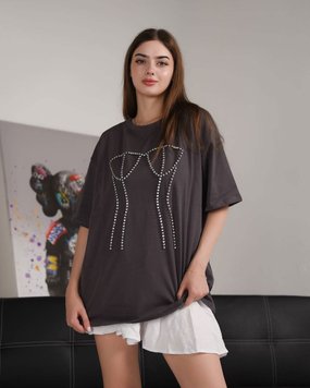 Женская футболка оверсайз Coin с имитацией серая корсета One Size buy87878bls фото