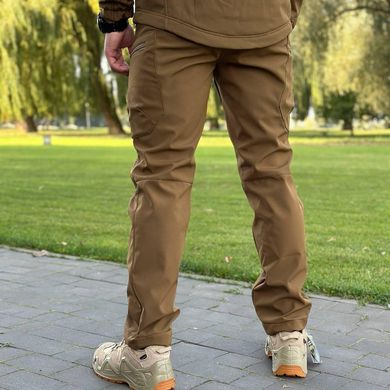 Мужские Брюки на флисе койот / Утепленные брюки Soft Shell размер S for00680bls-S фото