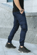 Бавовняні чоловічі штани Intruder Baza з 6-ма кишенями / Щільні Брюки Карго з манжетами сині розмір S 1613394434bls-S фото 2