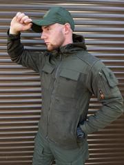Чоловіча Флісова Куртка з Захисними накладками та вентиляційними пазухами олива розмір M 50478bls-M фото