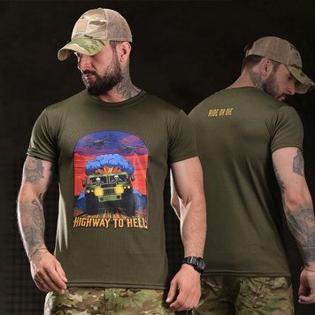 Потовідвідна футболка Born of War з принтом Highway олива розмір S buy96908bls-S фото