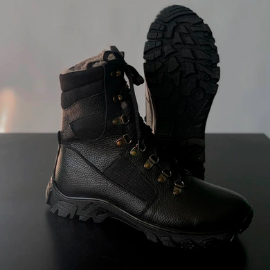 Утепленные Берцы из натуральной кожи / Зимние ботинки с меховой подкладкой в черном цвете размер 38 80014bls-38 фото