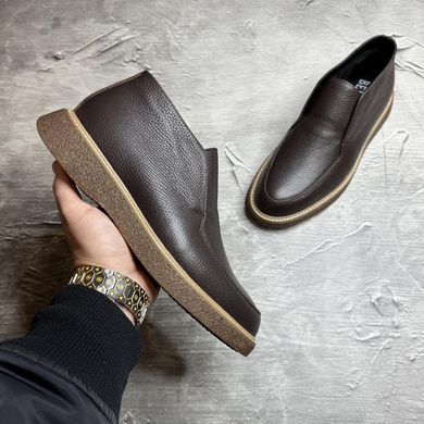 Шкіряні лофери U.Spirit Lux на хутрі коричневі розмір 42 1626/3 LUX brown-fl хутроbls-42 фото