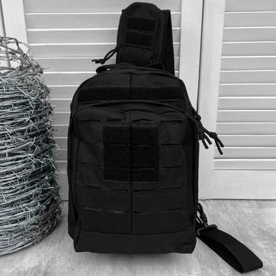 Нагрудная сумка Silver Knight 8 л Oxford / Рюкзак однолямный с системой креплений MOLLE черный 28х25х12 см buy15862bls фото