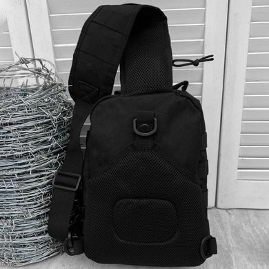 Нагрудная сумка Silver Knight 8 л Oxford / Рюкзак однолямный с системой креплений MOLLE черный 28х25х12 см buy15862bls фото