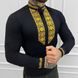 Вышитая мужская Рубашка на длинный рукав / Стильная льняная Вышиванка в черном цвете размер S 51314bls-S фото 1