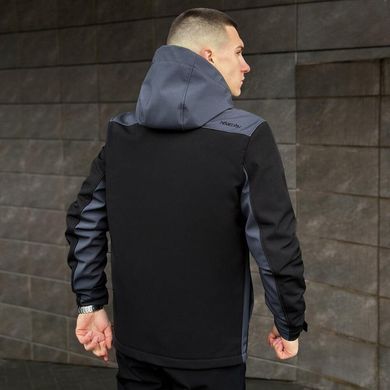 Костюм Pobedov Softshell Куртка с капюшоном + Брюки на резинке черный с серым размер S pobOWku2763bage+PNcr489babls-S фото
