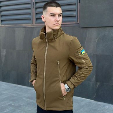 Куртка Pobedov Soft Shell Motive на флисе + Подарок Шеврон Флаг Украины койот размер S pobOWku1366ktbls-S фото