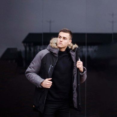 Чоловіча зимова Парка Pobedov Seniora Udacha Чорна з сірим розмір S pobOW559853bagebls-S фото