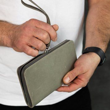 Шкіряний клатч-гаманець Skill Crazy Horse сірий 11х20х2,8&nbsp;см SH031bls фото
