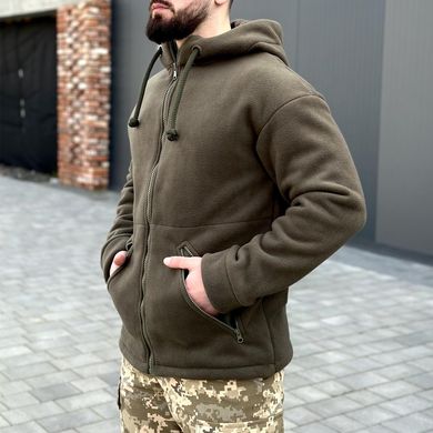 Чоловіча флісова куртка з капюшоном хакі розмір S for00949bls-S фото