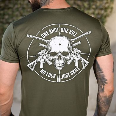 Потовідвідна футболка One Shot з принтом на грудях та спині олива розмір M buy93136bls-M фото