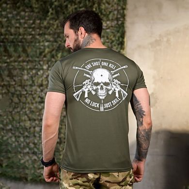 Потовідвідна футболка One Shot з принтом на грудях та спині олива розмір M buy93136bls-M фото