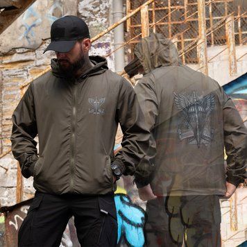 Вітрівка&nbsp;Born of War з принтом ДШВ олива розмір S buy97185bls-S фото