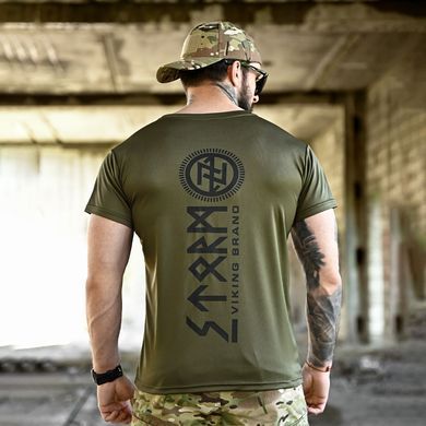 Потовідвідна футболка Born of War з принтом Viking Brano олива розмір S buy96443bls-S фото