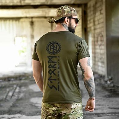Потовідвідна футболка Born of War з принтом Viking Brano олива розмір S buy96443bls-S фото