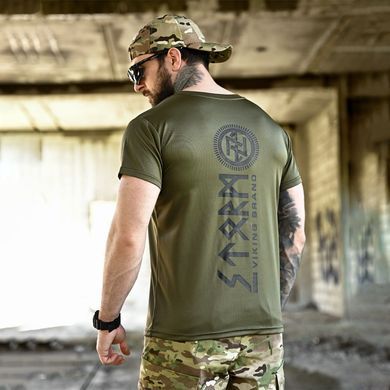 Потовідвідна футболка Born of War з принтом Viking Brano олива розмір S buy96443bls-S фото