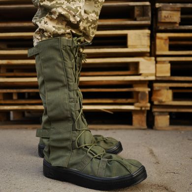 Високі утеплені Бахіли з системою шнурування / Водонепроникні захисні Гамаші на взуття олива розмір 39-42 kib1308bls-39-42 фото