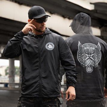 Вітрівка&nbsp;Born of War з принтом Odin чорна розмір S buy97368bls-S фото