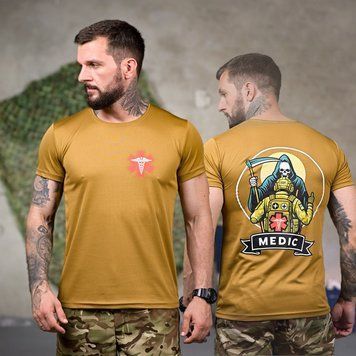 Потовідвідна футболка Medic з принтом на грудях та спині койот розмір M buy93271bls-M фото