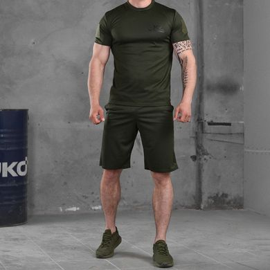 Мужской летний комплект "За победу" Coolmax  футболка + шорты олива размер S buy87397bls-S фото